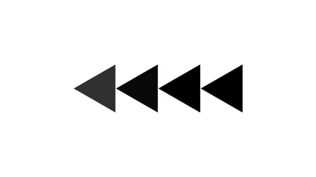 Back fast forward blue symbols icon symbol animation on white background. Left fast forward sign moving forward.