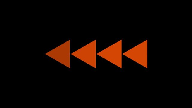Back fast forward blue symbols icon symbol animation on black background. Left fast forward sign moving forward.