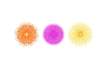 Obraz premium Vibrant Abstract Circular Fractal Patterns Featuring Three Colorful Ornate Spherical Design Elements