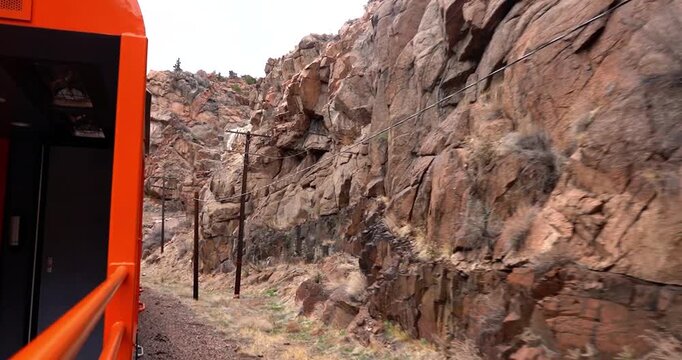 Scenic railroad journey through dramatic canyon landscape