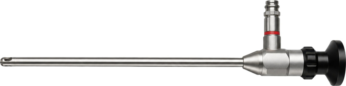 Medical laparoscope surgical tool isolated on transparent background