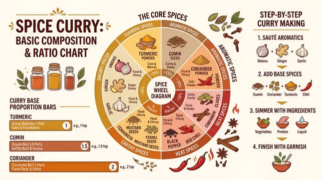 Spice Curry Basic Composition and Ratio Chart Infographic