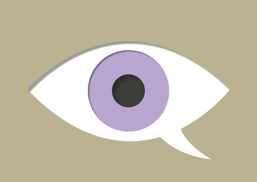 Purple eye in speech bubble, illustration