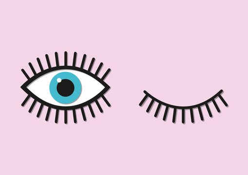 Blue eyes winking, illustration