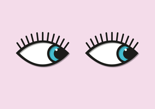 Blue eyes with lashes, illustration