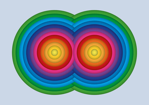 Multicoloured concentric circles, illustration