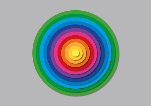 Multicoloured concentric circles, illustration