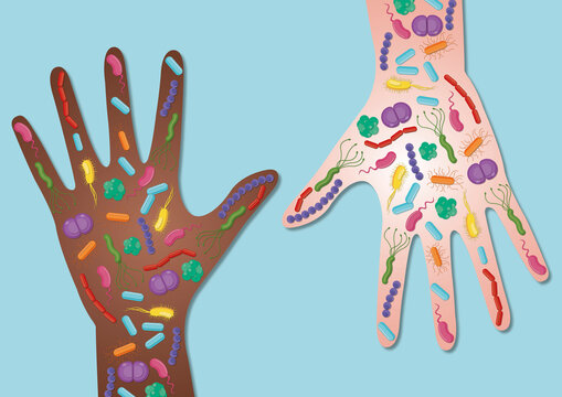 Hand bacteria, conceptual illustration