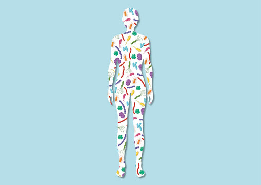 Human microbiota, conceptual illustration