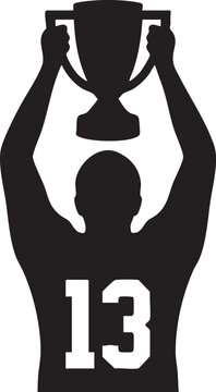 Basketball player holding trophy with number 13 jersey