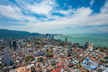 Naklejka premium George Town, Penang, Malaysia; cityscape at a sunny afternoon.