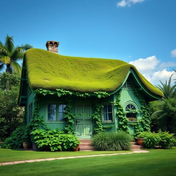 Eco Friendly Green House with Living Roof Garden