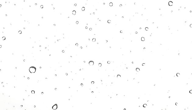Water Droplets Falling on White Background, Rain Effect