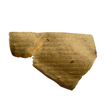 Old stone or clay pottery shard fragment with rough texture