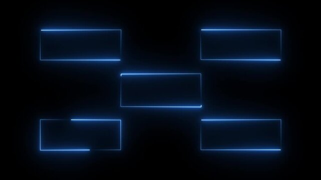 Glowing neon line Business hierarchy organogram chart infographics icon isolated on black background. It is suitable for all kinds of quizzes.