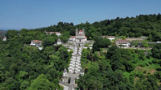 Aerial View of Bom Jesus do Monte Sanctuary in Braga Portugal