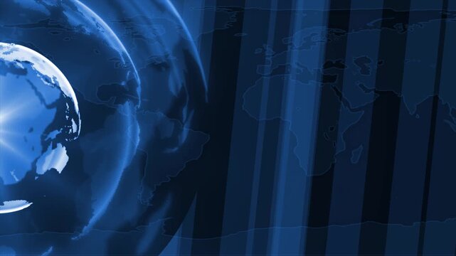 Royal blue  color rotating globe data point network connectionworld map design black breaking news 3D background
