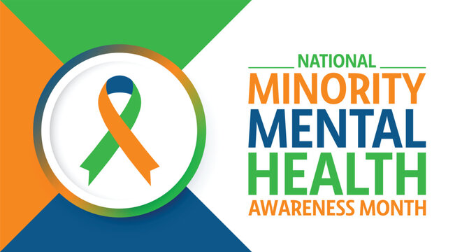 National Minority Mental Health Awareness Month background, banner, poster and card design template celebrated in July.