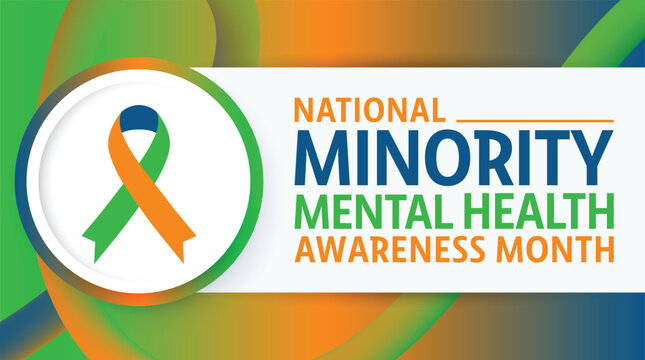National Minority Mental Health Awareness Month background, banner, poster and card design template celebrated in July.