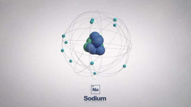 Seamlessly Looped Animated Sodium Atom - Element Periodic Table