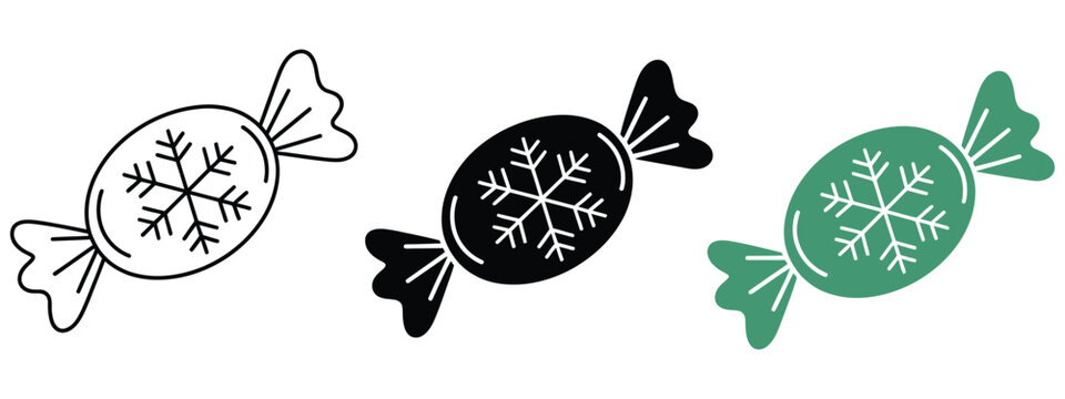 Winter gift box icon set featuring snowflake elements, editable line icons, and solid glyph designs for holiday packaging and seasonal celebrations.