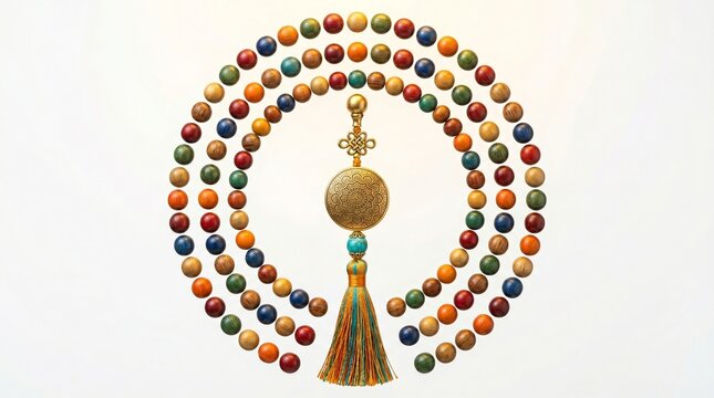 jewelry bead necklace tassel gold ornament accessory string round circle multicolor gemstone pendant ornate detail fashion style beauty luxury elegance traditional cultural