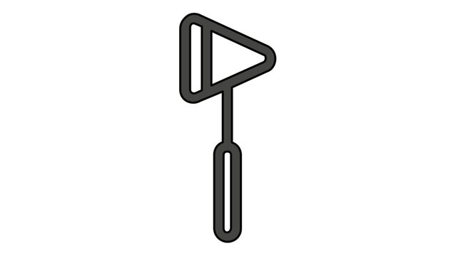 Neurological reflex hammer with triangular rubber head vector icon or illustration for diagnostic medical procedures and assessing nerve function in hospital clinical care environments.