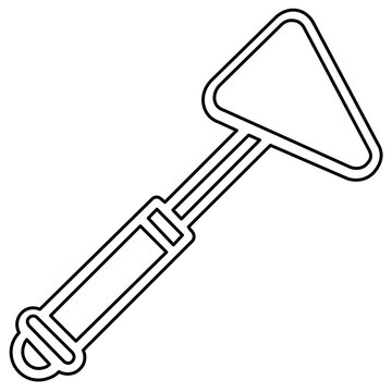 Triangular rubber reflex hammer line vector icon or illustration for medical neurological examinations of patient physical response and tendon reflexes in clinical healthcare diagnosis.