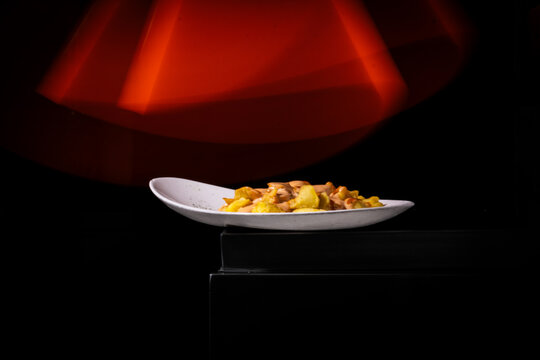 Gourmet fries serving appetizer with special sauce for restaurant menu