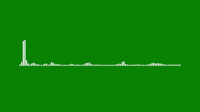 White audio waveform spectrum animation Alpha channel,Wave form Audio Isolated on transparent background. Seamlessly looped animation green background,4k resolution video