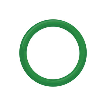 A simple green circle ring shape with a smooth surface, isolated on a black background, representing a geometric or a basic