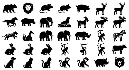 Obraz premium 25 Mammal Solid Icons Vector Pack with Wildlife and Farm Animal Symbols