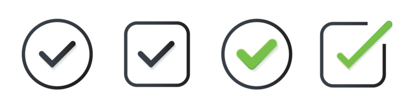 Collection of checkmark icons in various colors.Green check mark icon.  Vector symbols set ,green checkmark . Vector illustration 