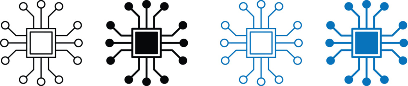 circuit board icons in different colors