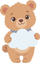 Obraz premium Bear Holding a Cloud Banner School Kids design