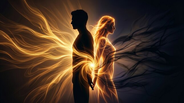 Masculine And Feminine Energy Balance Silhouette Concept Illustration