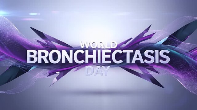 World bronchiectasis day motion graphic with abstract purple and blue flowing liquid 3d elements