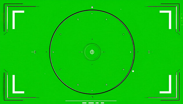 Green Screen Chroma Key Background with Camera Focus Target and Corner Registration Marks for Video Editing and VFX