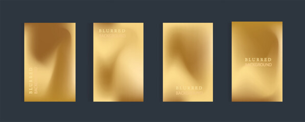 Gold blurred backgrounds set with modern abstract blurred golden colored gradient patterns. Luxury emplates collection for invitations, posters, flyers and greeting cards. Vector illustration. © HOSEN