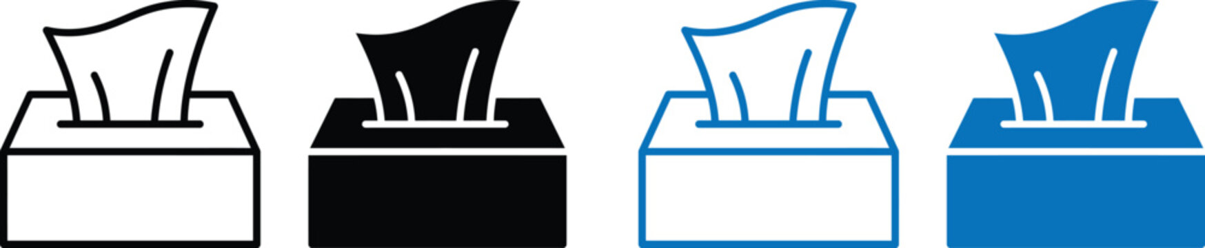 tissue box illustrations in different colors and line styles