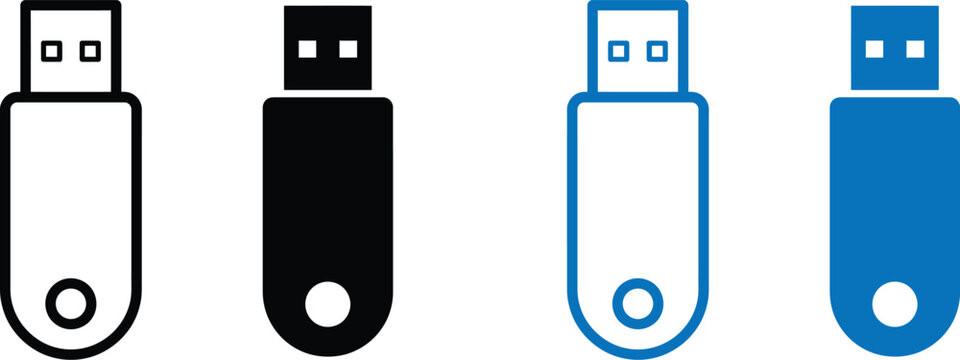 Four USB flash drives in different colors