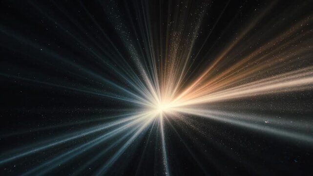 Radiant cosmic light explosion depicted in abstract style on dark starry background, symbolizing energy, creation, exploration