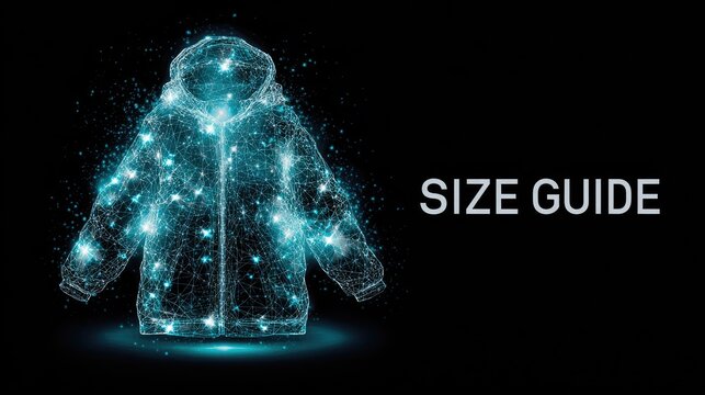 Abstract glowing jacket graphic, size guide