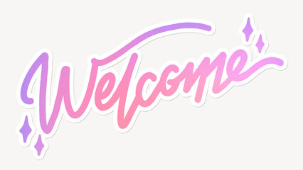 Welcome word, aesthetic pink calligraphy with white outline © Rawpixel.com