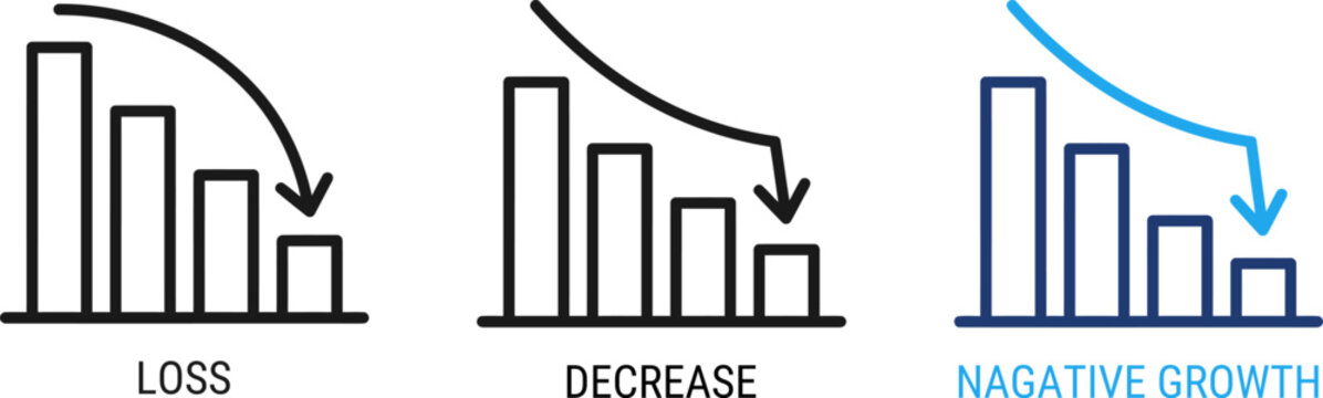 Business growth and loss chart with upward and downward
