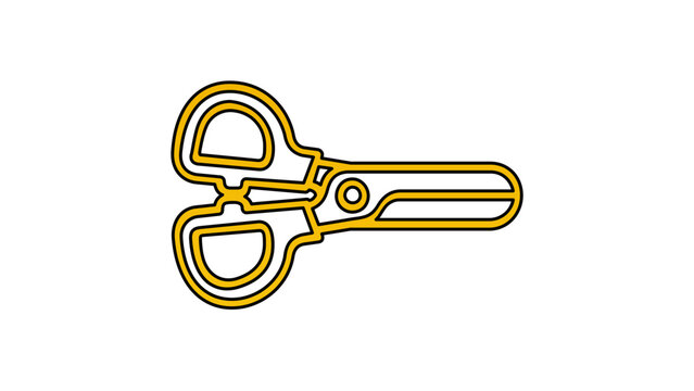 Closed blunt tip safety scissors vector icon, minimalist school supply illustration for kids crafting and education, simple flat line art design isolated on white background for web usage.