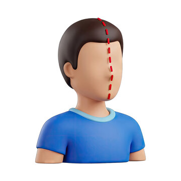3D Render of a Stylized Person with a Surgical Incision Line on Face