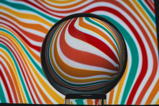 Colorful reflection in glass ball