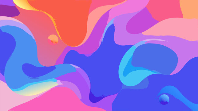 Vibrant abstract gradient fluid background with soft blurred color transitions and smooth flowing liquid shapes in a modern flat vector illustration style for creative digital web design.