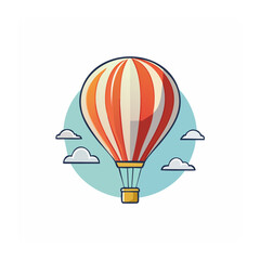 Fototapeta premium Flat design hot air balloon with basket